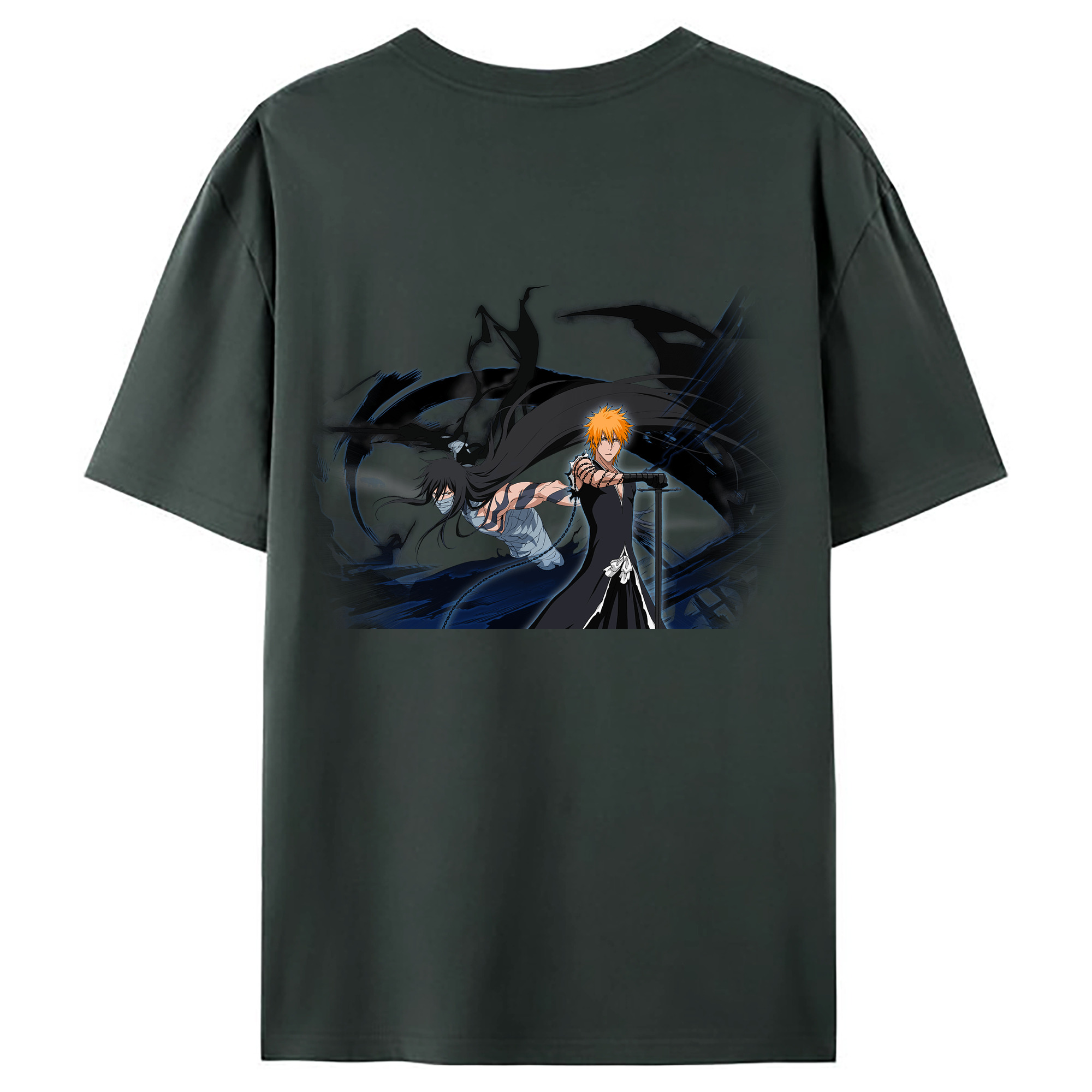 （画像用） ブリーチ 黒崎一護（くろさき いちご）BLEACH Kurosaki Ichigo 綿100％ メンズ半袖Tシャツ（バックプリント） 通気性